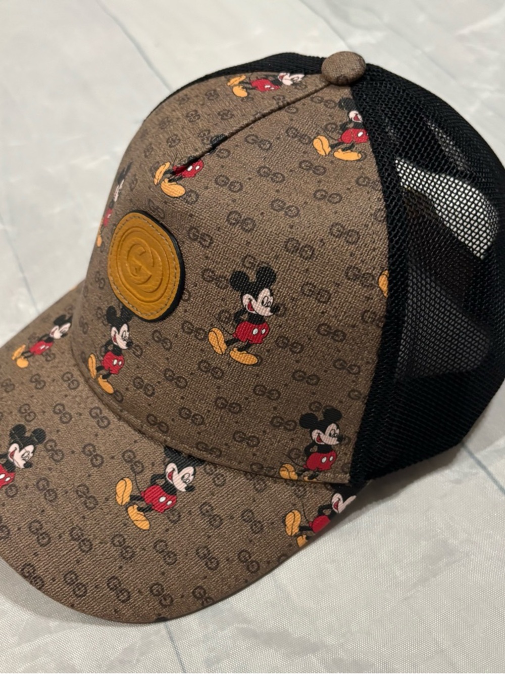 Gucci Brown Monogram Mickey Mouse Trucker Cap - Picture 2 of 8